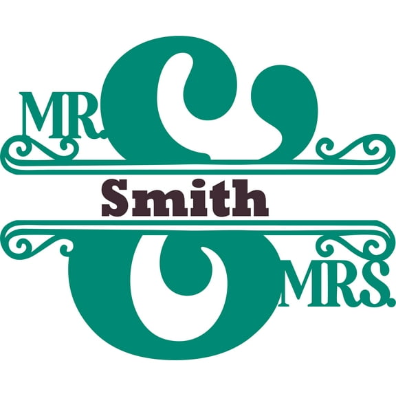 Mr and Mrs Family Name Home Surname Customized Wall Decal - Custom Vinyl Wall Art - Personalized Name - Baby Girls Boys Kids Bedroom Wall Decal Room Decor Wall Stickers Decoration Size (20x40 inch)