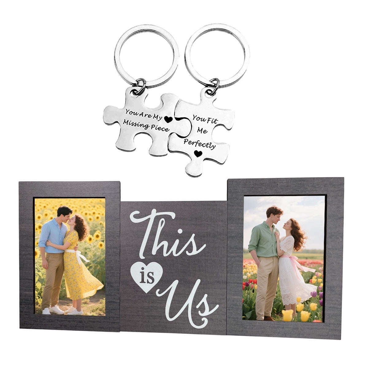 Mr. and Mrs. Gift Wedding Picture Frame Matching Couples Keychain Romantic Photo Frame Engagement Gift for Husband Him Anniversary Valentines Bridal Shower Gift Design 5