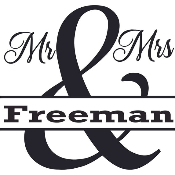 Mr and Mrs Husband Wife Bride Groom Customized Wall Decal - Custom Vinyl Wall Art - Personalized Name - Baby Girls Boys Kids Bedroom Wall Decal Room Decor Wall Stickers Decoration Size (20x20 inch)