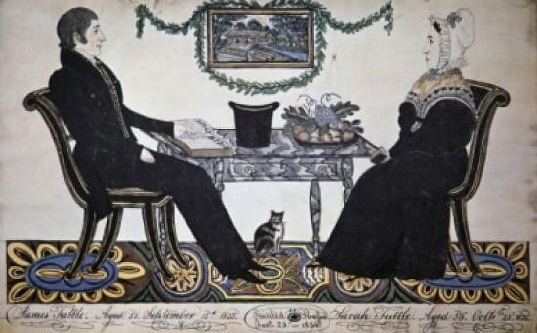 Mr & Mrs James Tuttle - Naive Art Artist Unknown Watercolor New York Historical Society USA Canvas Art - (24 x 36)