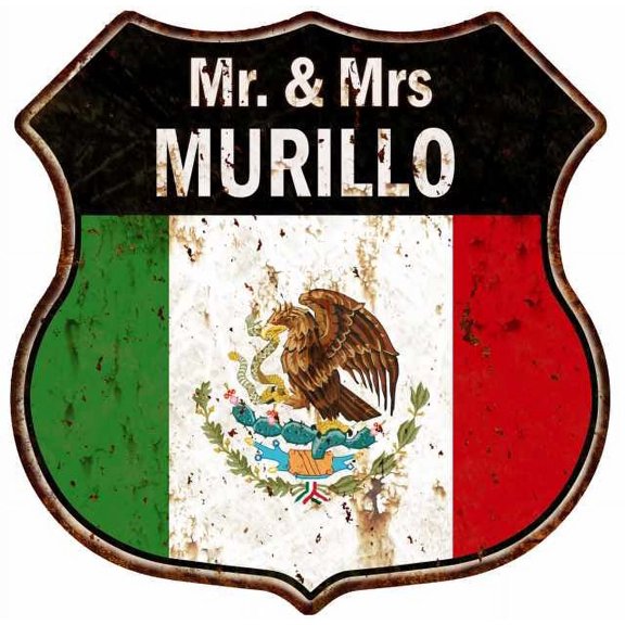 Mr. & Mrs MURILLO Mexican Flag Sign Shield Metal Gift 211110009160