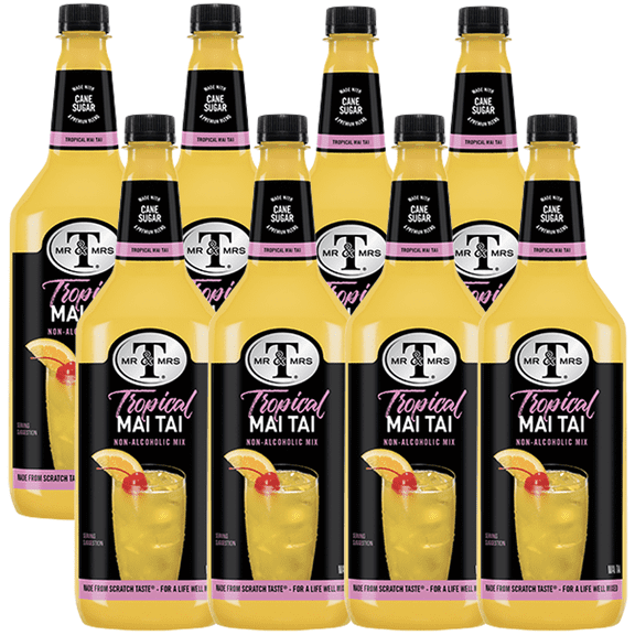 Mr & Mrs Mai Tai Mix, 1L Bottle, 8 Pack  Premium Cocktail Mixer, Ready to Use