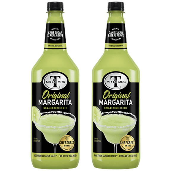 Mr & Mrs Margarita Mix, 1L Bottle, 2 Pack Premium Cocktail Mixer for Margarita Mix, Ready to Use