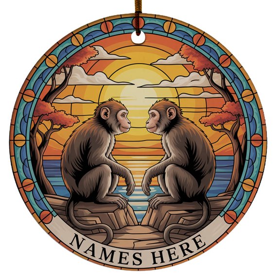 Mr & Mrs Monkey Christmas Ornament Gift for Engaged Married Wedding, We are Engaged Christmas Ornament Xmas 2025, Custom Name Text Mr Mrs Monkey Together Christmas Ornament