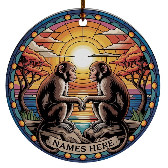 Mr & Mrs Monkey Christmas Ornament Gift for Engaged Married Wedding, We are Engaged Christmas Ornament Xmas 2025, Custom Name Text Mr Mrs Monkey Together Christmas Ornament