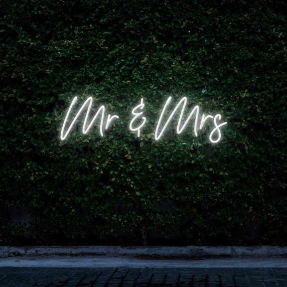 "Mr & Mrs" Neon Sign (60cm(2ft), Blue, CuttoShape)