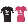thumbnail image 1 of Mr.Mrs. Never Always Right Matching Couple Cotton Jerseys (Men Black / Women Pink) (Men XXL / Women S), 1 of 3