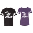 thumbnail image 1 of Mr.Mrs. Never Always Right Matching Couple Cotton Jerseys (Men Black / Women Purple) (Men XL / Women M), 1 of 3