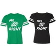 thumbnail image 1 of Mr.Mrs. Never Always Right Matching Couple Cotton Jerseys (Men Green / Women Black) (Men S / Women S), 1 of 3