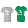 thumbnail image 1 of Mr.Mrs. Never Always Right Matching Couple Cotton Jerseys (Men Heather / Women Green) (Men L / Women L), 1 of 3