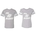 thumbnail image 1 of Mr.Mrs. Never Always Right Matching Couple Cotton Jerseys (Men Heather / Women Heather) (Men L / Women L), 1 of 3