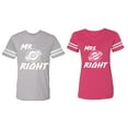 thumbnail image 1 of Mr.Mrs. Never Always Right Matching Couple Cotton Jerseys (Men Heather / Women Pink) (Men L / Women L), 1 of 3
