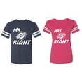 thumbnail image 1 of Mr.Mrs. Never Always Right Matching Couple Cotton Jerseys (Men Navy / Women Pink) (Men XXXL / Women XXL), 1 of 3