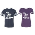 thumbnail image 1 of Mr.Mrs. Never Always Right Matching Couple Cotton Jerseys (Men Navy / Women Purple) (Men XXL / Women S), 1 of 3