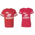thumbnail image 1 of Mr.Mrs. Never Always Right Matching Couple Cotton Jerseys (Men Red / Women Red) (Men XL / Women L), 1 of 3