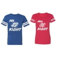 thumbnail image 1 of Mr.Mrs. Never Always Right Matching Couple Cotton Jerseys (Men Royal / Women Red) (Men XXXL / Women XXL), 1 of 3