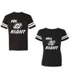 thumbnail image 1 of Mr.Mrs. Never Always Right Unisex Couple Matching Cotton Jersey style T-Shirt Contrasting stripes on sleeves (Men Black / Women Black) (Men S / Women S), 1 of 3