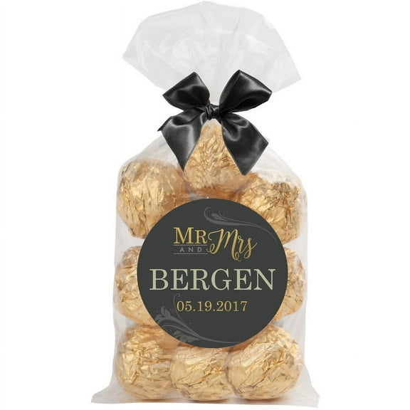 Mr. & Mrs. Personalized 24-Piece Sticker and Treat Bag Set