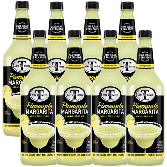 Mr & Mrs Pineapple Margarita Mix, 1L Bottle, 8 Pack  Premium Cocktail Mixer for Margarita Mix, Ready to Use