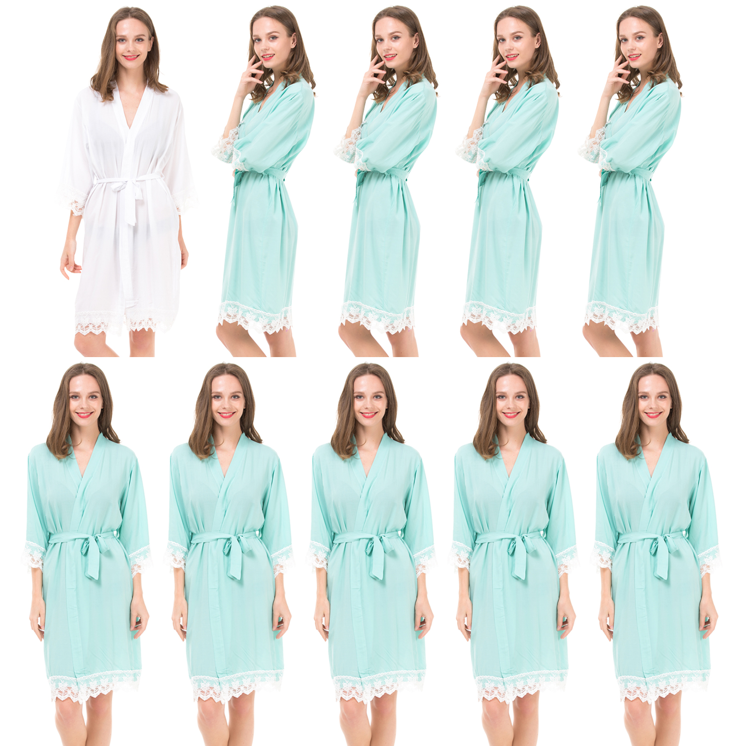 Mr & Mrs Right Bridesmaid Robes For Woman ,Soft Cotton ,10 sets of 1 ...