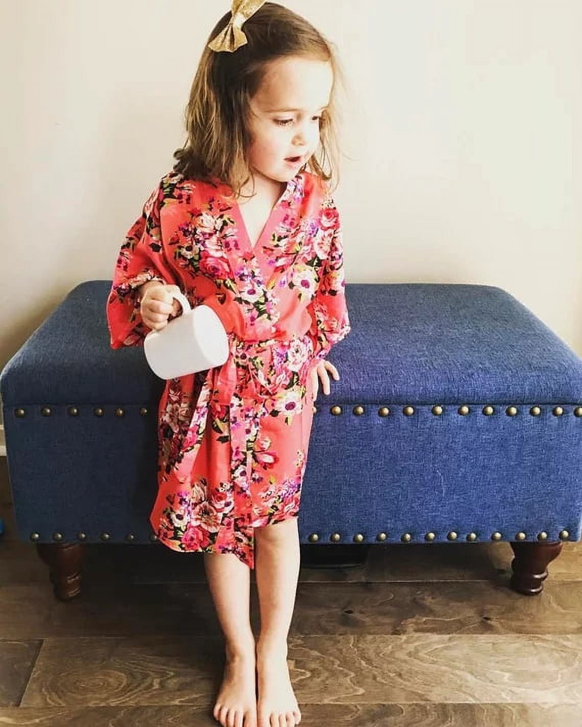 Mr & Mrs Right Kids Spa Party Bathrobes, Flower Girl Cotton Kimono Robe