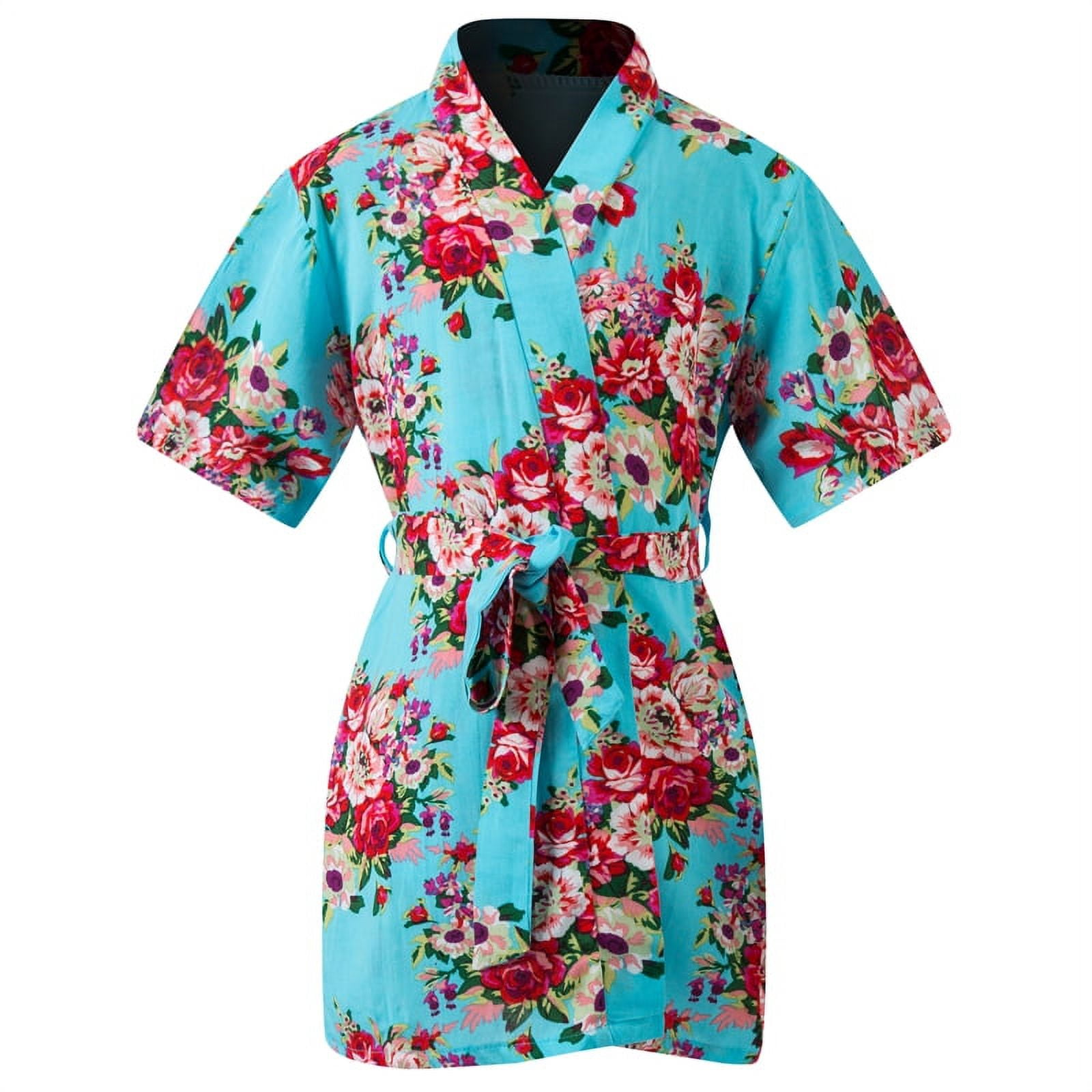 Mr & Mrs Right Kids Spa Party Bathrobes, Flower Girl Cotton Kimono Robe