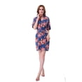 thumbnail image 1 of Mr & Mrs Right Women Short Floral Cotton Robe Bride Bridesmaid Getting Ready Coverup Gift,Navy XS, 1 of 4