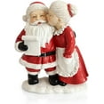 thumbnail image 1 of Mr. & Mrs. Santa Claus Resin Figurines Set of 2 – Hand-Painted Christmas Decorations Couple Kissing Pose Vintage Red & White Holiday Mantel Tabletop Décor (Red Santa Couple), 1 of 8