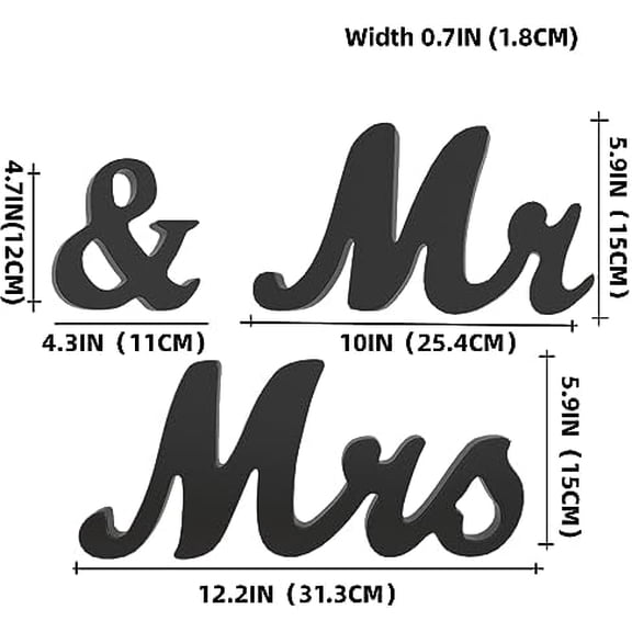 Mr and Mrs Sign & Just Married Banner,Mr & Mrs Signs for Wedding Table,Large Wooden Letters for Sweetheart Table,Photo Props Wedding decorations for Anniversary,Black
