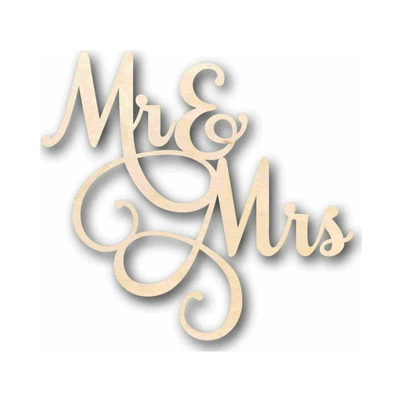 Mr. & Mrs. Sign Unfinished Wood Cutout Home Decor DIY 24" / 1/4"