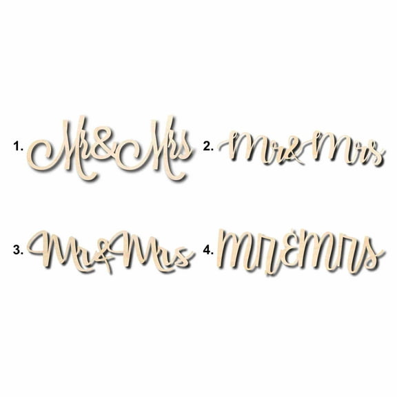 Mr. & Mrs. Sign Unfinished Wood Cutout Home Decor DIY Option 2- 10" Wide / 1/8"