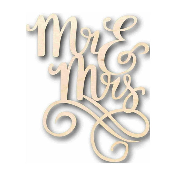 Mr. & Mrs. Sign Unfinished Wood Cutout Home Decor DIY Wedding 24" / 1/2"