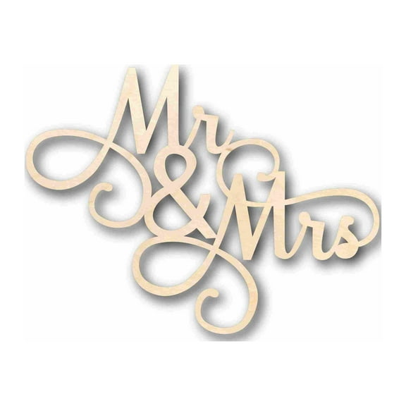 Mr. & Mrs. Sign Unfinished Wood Cutout Home Decor DIY Wedding 30" / 1/2"