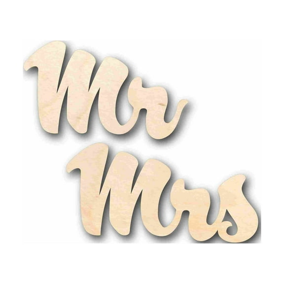 Mr. & Mrs. Sign Unfinished Wood Cutout Home Decor DIY Wedding 8" / 1/8"