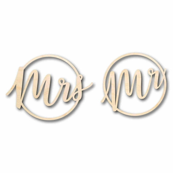 Mr. & Mrs. Sign Unfinished Wood Cutout Home Decor DIY wedding 14" / 1/8"