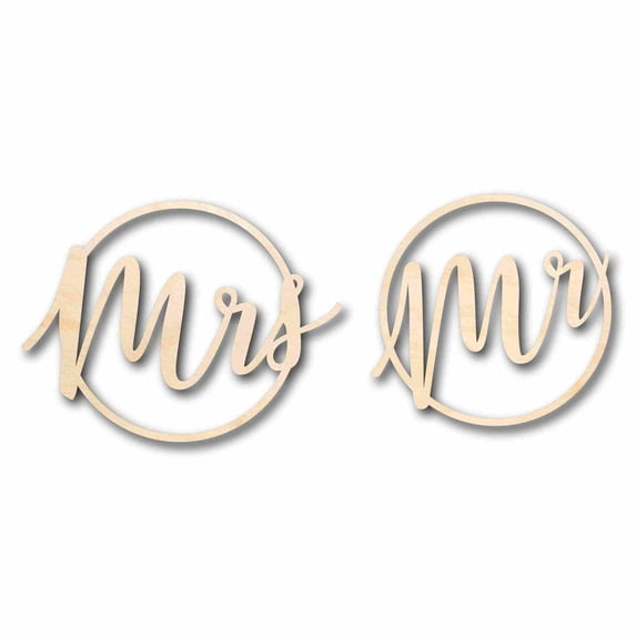 Mr. & Mrs. Sign Unfinished Wood Cutout Home Decor DIY wedding 16" / 1/4"