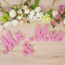Mr and Mrs Sign for Wedding Table Wooden Wedding Signs Sweetheart Table Decorations Large Mr & Mrs Wood Letters Just Married Sign for Modern Wedding Anniversary Party Decor Pink
