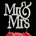 thumbnail image 1 of Mr & Mrs Silver Bling Crystal Cake Topper Wedding Cake Decoration Large Size, 1 of 1