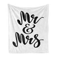 thumbnail image 1 of Mr Mrs Soft Flannel Fleece Throw Blanket, Hand Drawn Brush Pen Lettering Design Curved and Swirled Lines Monochrome Words, Cozy Plush for Indoor and Outdoor Use, 70" x 90", Black White, by Ambesonne, 1 of 5