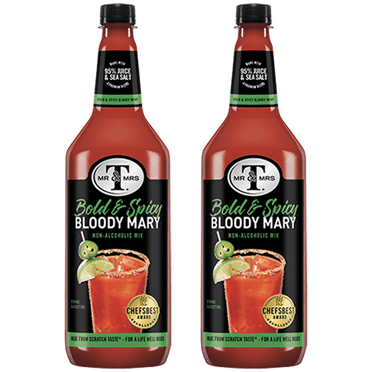 Mr & Mrs T Bold & Spicy Bloody Mary Mix, 1L Bottle, 2 Pack – Premium Cocktail Mixer for Spicy Bloody Marys, Ready to Use