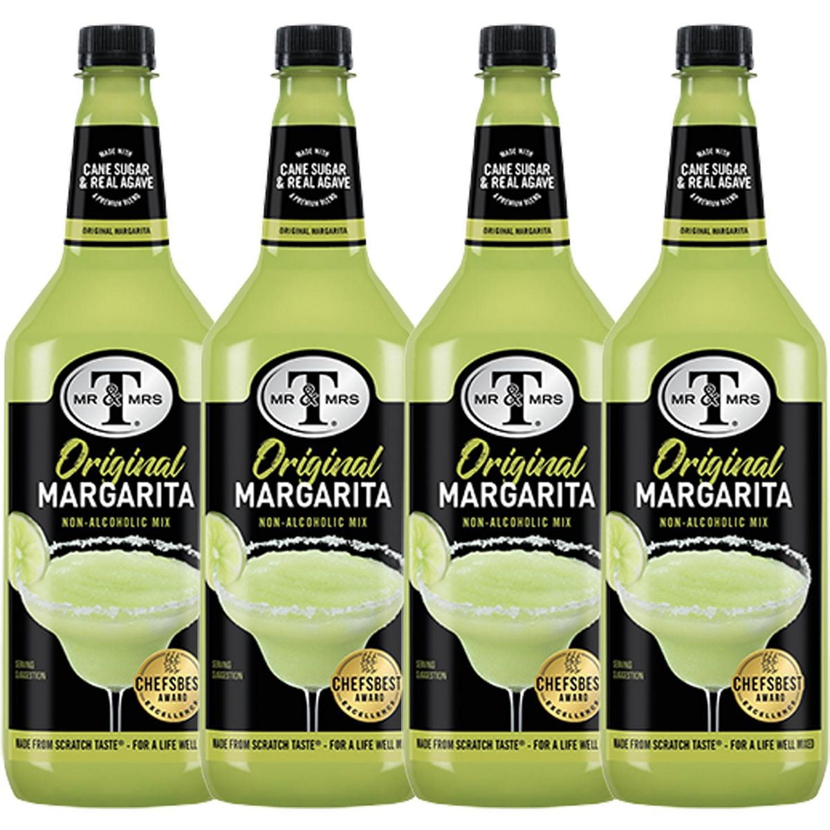 Mr & Mrs T Margarita Mix, 1L Bottle, 4 Pack Premium Cocktail Mixer