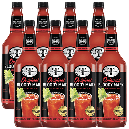 Mr & Mrs T Original Bloody Mary Mix, 1L Bottle, 8 Pack – Premium Cocktail Mixer for Spicy Bloody Marys, Ready to Use