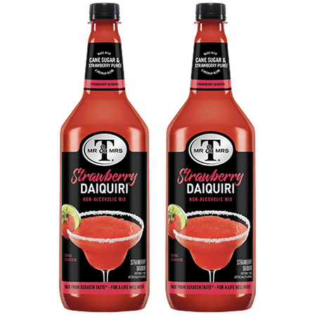 Mr & Mrs T Strawberry Daiquiri, 1L Bottle, 2 Pack – Premium Cocktail Mixer, Ready to Use