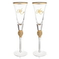 thumbnail image 1 of Mr & Mrs Toasting Flutes with Gold Rim And Rhinestones, 1 of 7