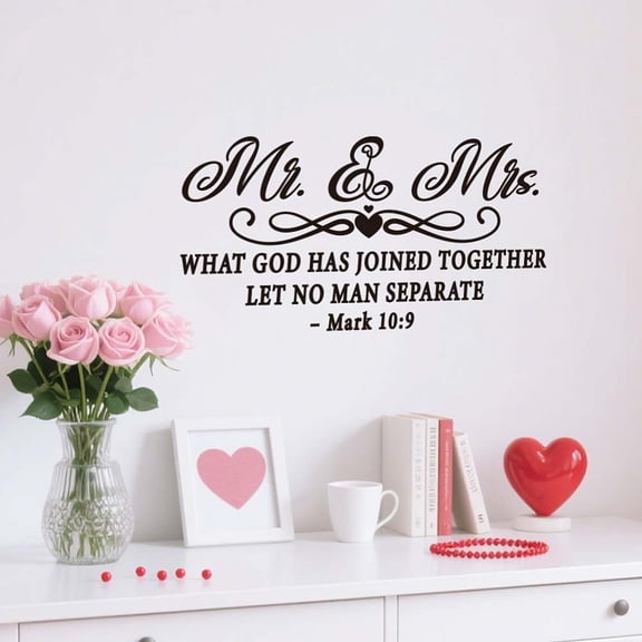 Mr Mrs Wall Stickers Biblical Love Quotes Wall Decals Inspirational Couples Romantic Marriage Sticker Black Quote Vinyl Art Decor