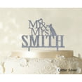 thumbnail image 1 of "Mr & Mrs Wedding Cake Topper Custom Glitter Silver Cake Topper Color Option Available 5""-7"" Inches Wide", 1 of 1