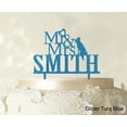 thumbnail image 1 of "Mr & Mrs Wedding Cake Topper Custom Glitter Turquoise Blue Cake Topper Color Option Available 5""-7"" Inches Wide", 1 of 1