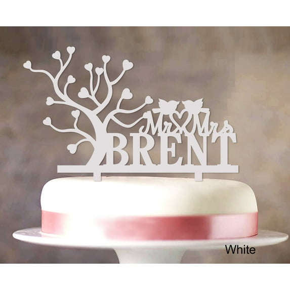 "Mr & Mrs Wedding Cake Topper Custom Name Cake Topper Color Option Available 6""-8"" Inches Wide"