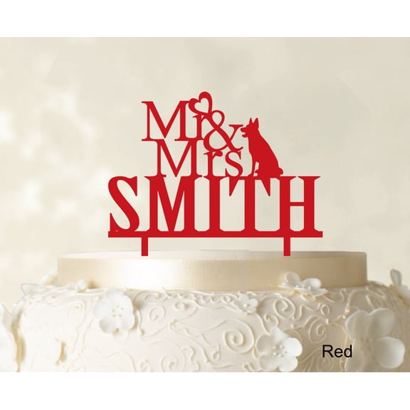 "Mr & Mrs Wedding Cake Topper Custom Red Cake Topper Color Option Available 5""-7"" Inches Wide"