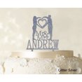 thumbnail image 1 of "Mr & Mrs Wedding Cake Topper Personalized Glitter Silver Cake Topper Color Option Available 5""-7"" Inches Wide", 1 of 1